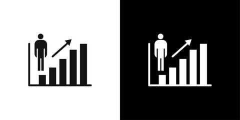 population growth graph icon logo set vector