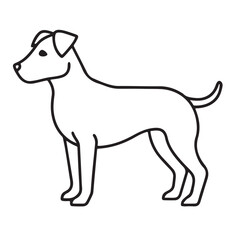 Vector black and white illustration of a sitting dog isolated on a white background.