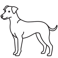 Vector black and white illustration of a sitting dog isolated on a white background.