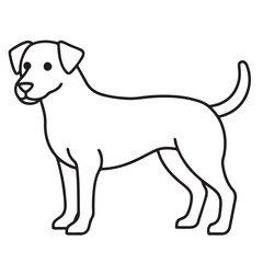 Vector black and white illustration of a sitting dog isolated on a white background.