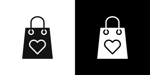 Shopping bag with heart icon logo set vector