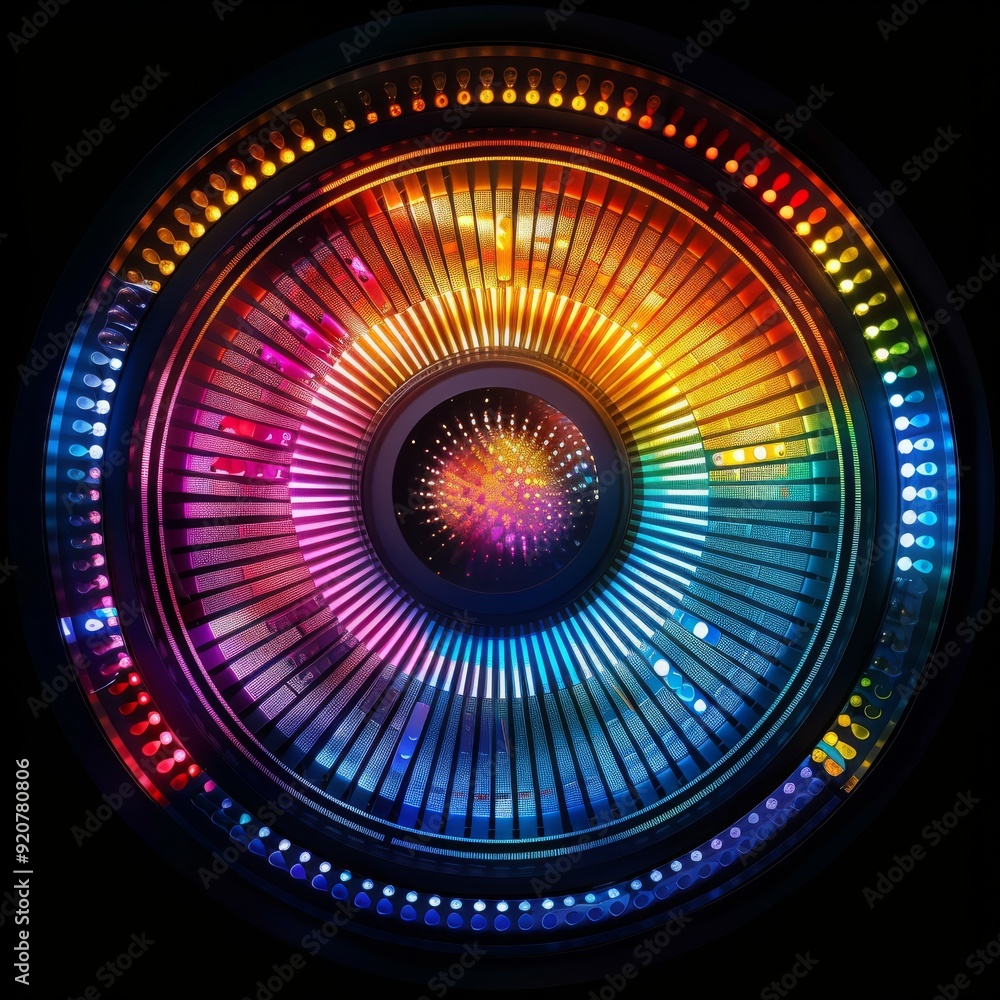 Aufkleber a stunning and mesmerizing circular array of colorful lights that radiates a vibrant, dynamic energy