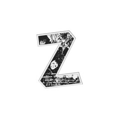 Leather Latin letter Z with vintage pattern. Scrapbook element isolated