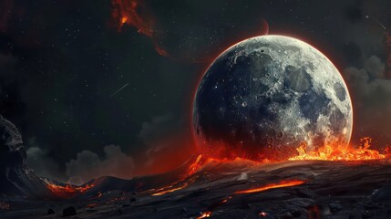 A fiery moon