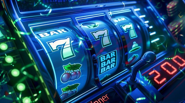 Casino slot machines jackpot winner, big win 777 casino slots illustration on yellow background concept. Generative AI
