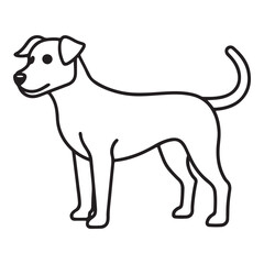 Vector black and white illustration of a sitting dog isolated on a white background.