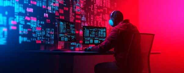 Digital Hologram of Bonds Hovering Above a Trading Desk with High-Tech Finance Theme