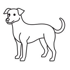 Vector black and white illustration of a sitting dog isolated on a white background.