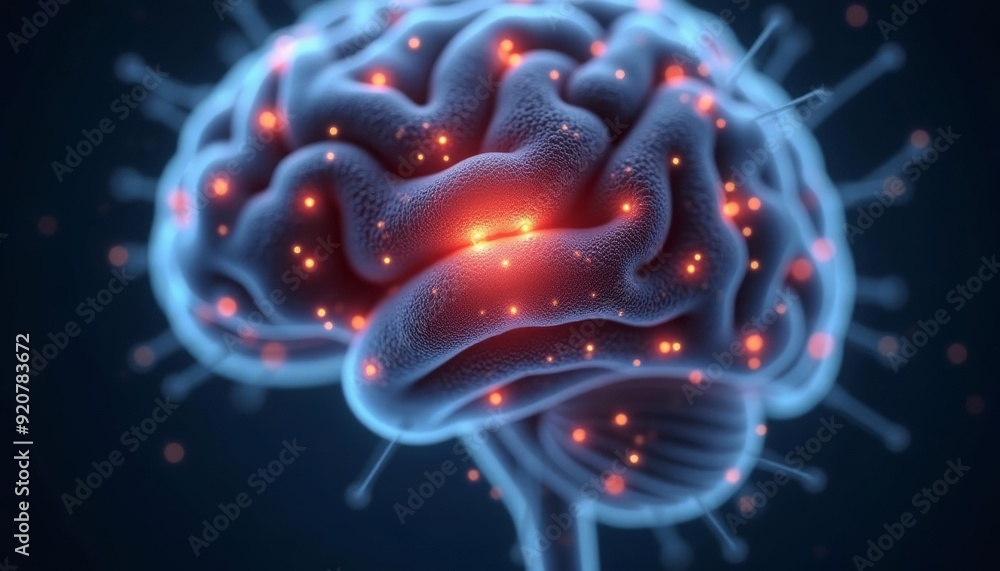 Aufkleber neural activity in the brain illuminated by glowing neurons