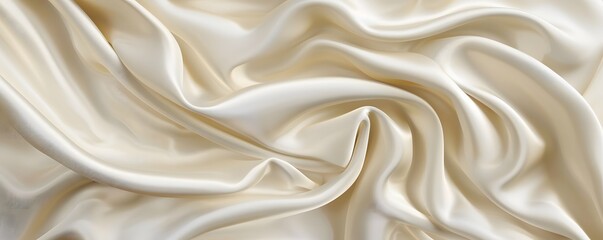 Fototapeta premium Draped, Creamy-White Satin Fabric with Smooth, Flowing Curves