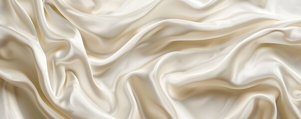 Obraz premium Close-up of Draped Smooth Cream-Colored Fabric