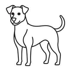 Vector black and white illustration of a sitting dog isolated on a white background.