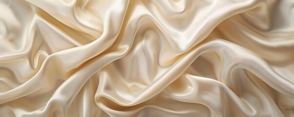 Obraz premium Draped Creamy White Silk Fabric Texture