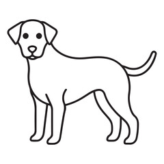 Vector black and white illustration of a sitting dog isolated on a white background.