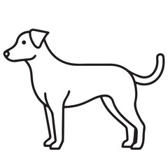 Vector black and white illustration of a sitting dog isolated on a white background.