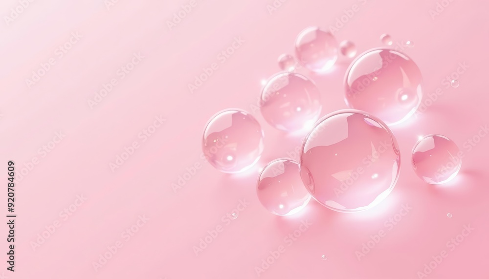 Poster bubbles of joy floating on a soft pink canvas