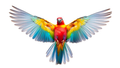 Fototapeta premium red blue and yellow macaw isolated on transparent background cutout