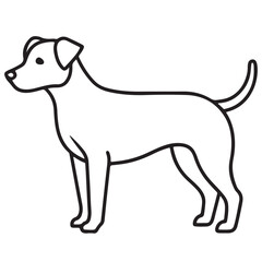 Black outline illustration of a dog's profile facing left on a white background.