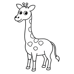 Fototapeta premium Giraffe Outline Design, Giraffe Clipart, Cute Baby Giraffe illustration in black and white