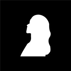 silhouette of a woman with loose hair on a black background