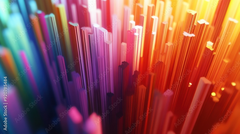 Poster 3d rendering of abstract technology background. Computer generated image of multicolored wires.