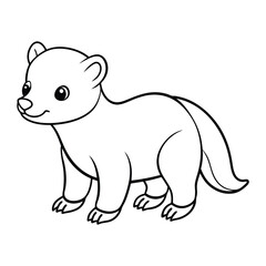 Fototapeta premium Honey badger Outline Design, Honey badger Clipart, Cute Baby Honey badger illustration in black and white