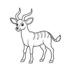 Obraz premium Kudu Outline Design, Kudu Clipart, Cute Baby Kudu illustration in black and white