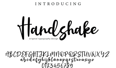 Handshake Font Stylish brush painted an uppercase vector letters, alphabet, typeface