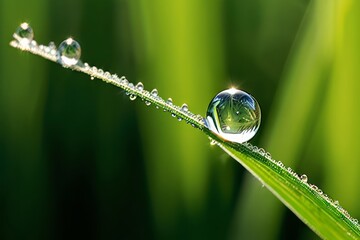 digital dewdrop a single glistening dewdrop on a blade of grass
