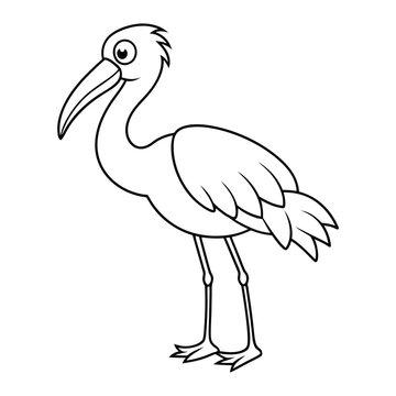 recommend clip art: Marabou stork Outline Design, Marabou stork Clipart, Cute Baby Marabou stork illustration in black and white
                    