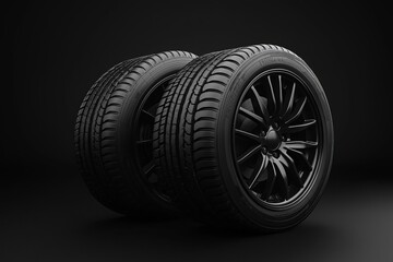 car wheel isolated on black background