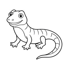 Obraz premium Monitor lizard Outline Design, Monitor lizard Clipart, Cute Baby Monitor lizard illustration in black and white