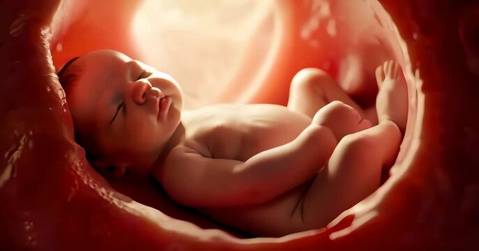 Baby visible in womb through mother belly prenatal development, showing fetus, expecting baby