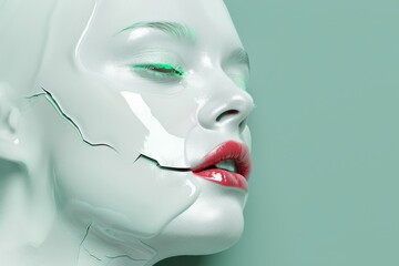 Close-up portrait of a woman with a flower in her mouth. Beautiful simple AI generated image in 4K, unique.