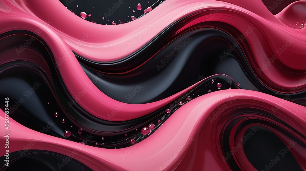 Poster wavy red and black liquid with droplets. suitable for backgrounds, textures, design elements, and ab