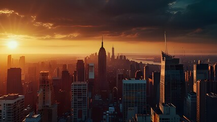 Fototapeta premium Sun rise in the city background and wallpaper Generative AI