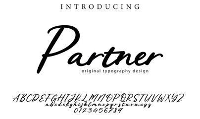 Partner Font Stylish brush painted an uppercase vector letters, alphabet, typeface