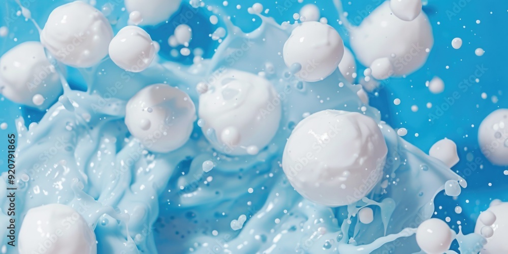 Poster High-resolution image of milk foam bubbles with a macro close-up.