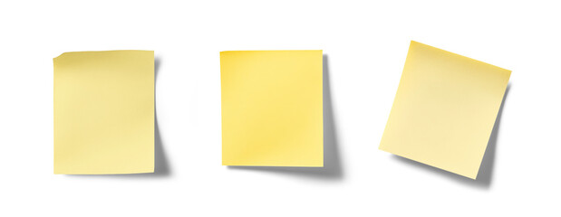 Yellow post it notes on a white background