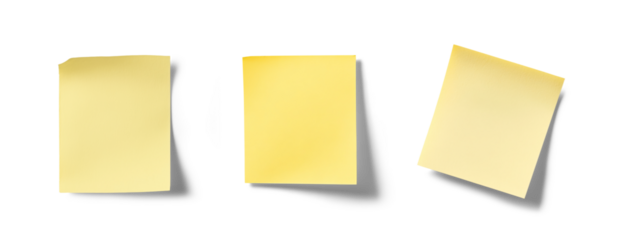 Yellow post it notes on a white background