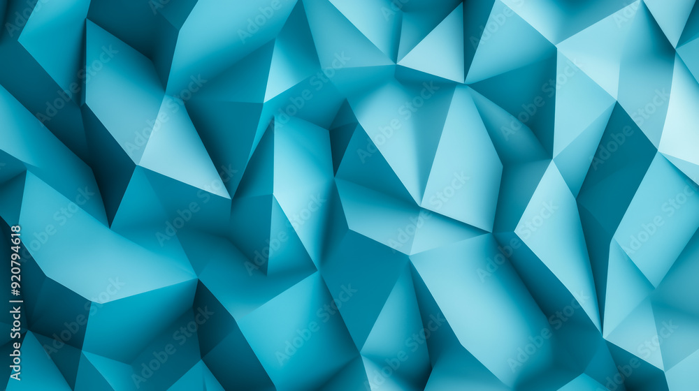 Aufkleber cool gradient background with shades of teal and soft blue abstract triangles and circles softly ble