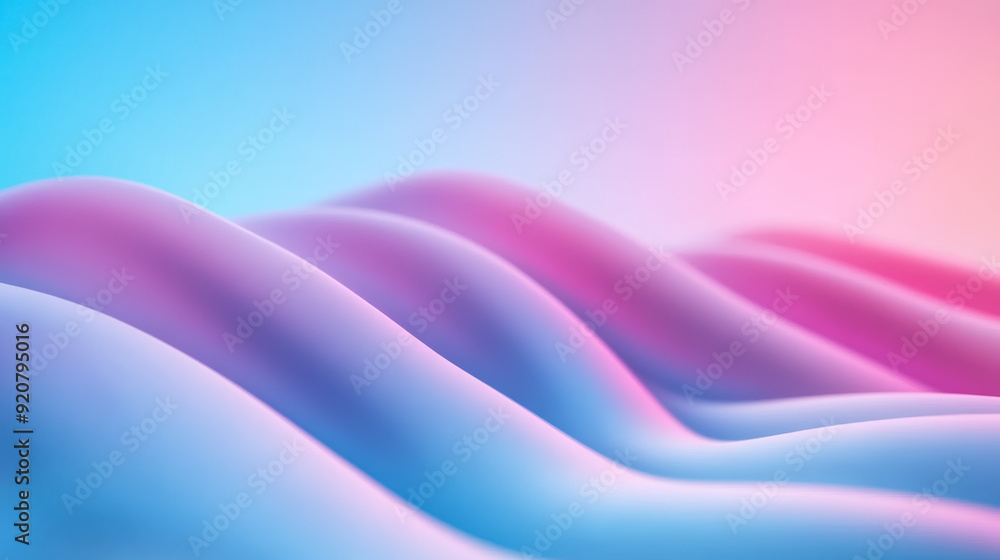 Poster gentle gradient background with pink to light blue hues featuring abstract curves and lines creating