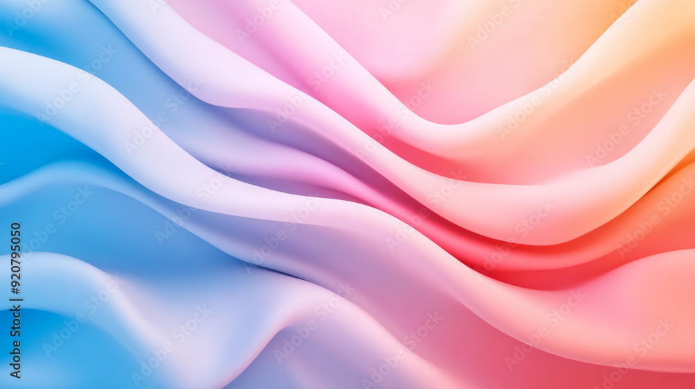 Poster gentle gradient background with pink to light blue hues featuring abstract curves and lines creating