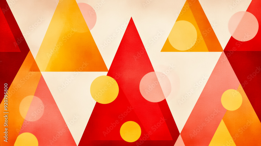 Aufkleber simple geometric pattern with triangles and circles in a gradient of red to gold festive new year ev