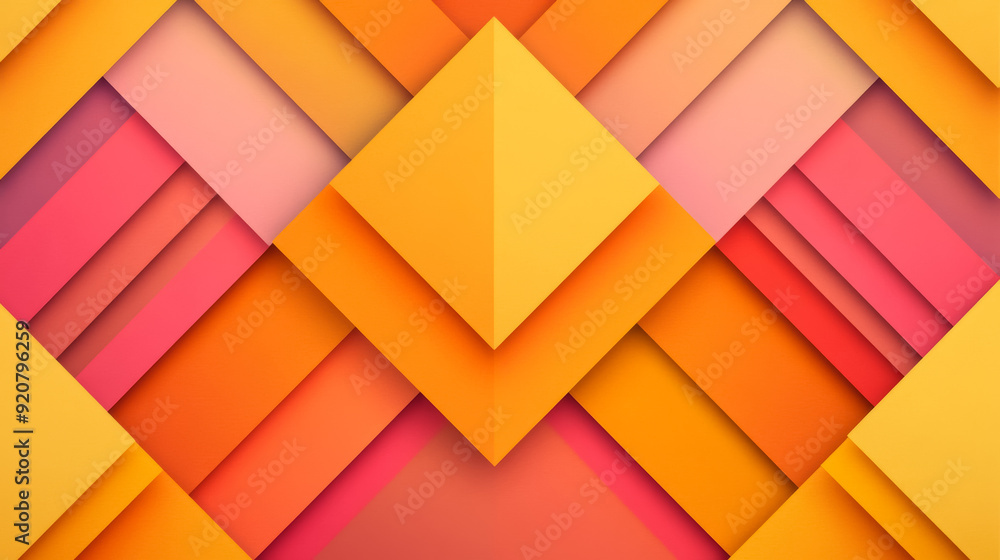 Poster symmetrical geometric shapes in rich fall colors with a gradient fading into a warm golden hue ideal