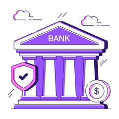 A colored design illustration of bank

