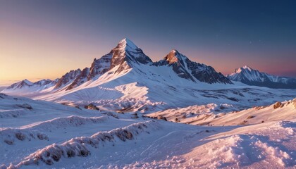 Majestic Mountain Peaks at Sunset.