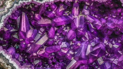 Obraz premium A close up of a purple crystal with many small pieces, AI