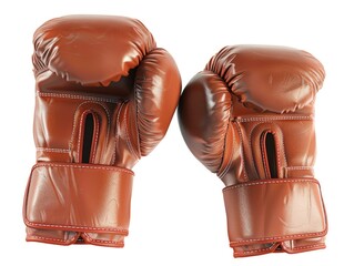 Obraz premium Pair of red leather boxing gloves designed for protection during sparring matches.