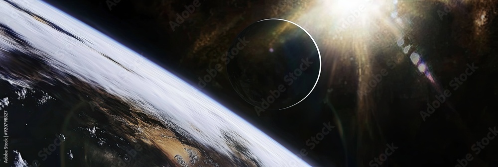 Poster explore the serenity of space with ambient music from the edge of earth at dawn